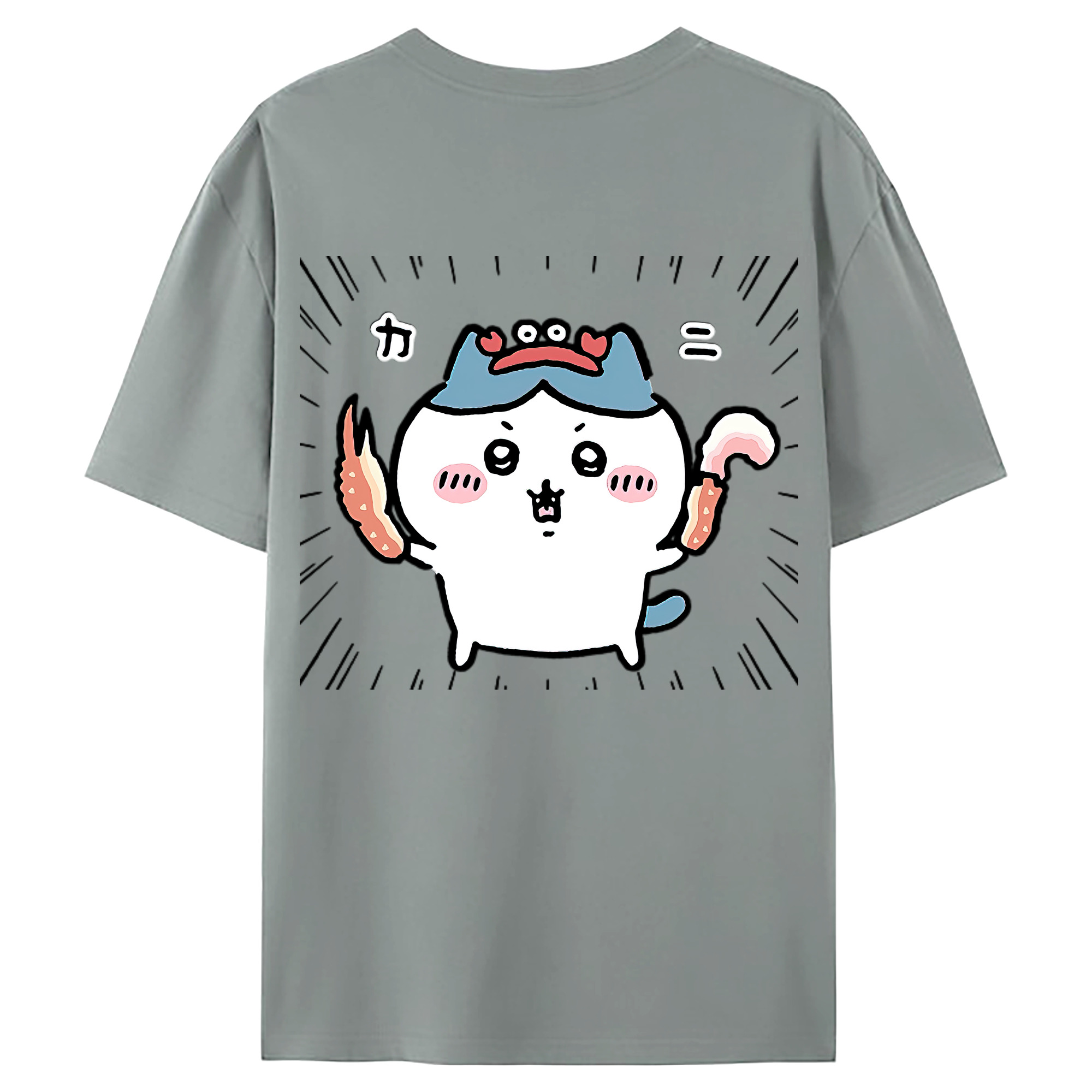 （画像用） ちいかわ ハチワレ Chii-kawa hachiware 綿100％ メンズ半袖Tシャツ（バックプリント） 通気性